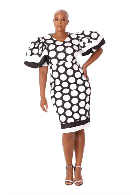 White Black Polka dot dress